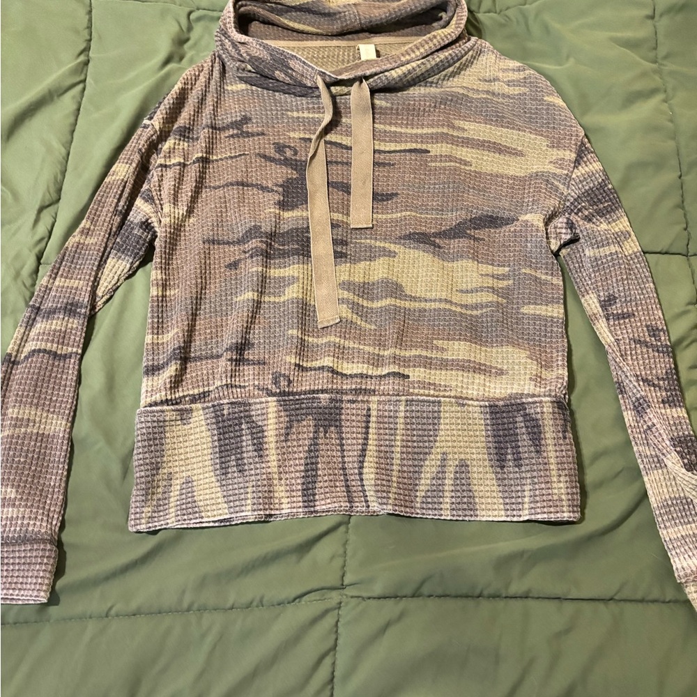 Altar'd State Green Camo Ribbed Top